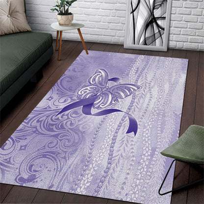 Hawaii Epilepsy Support Purple Ribbon Strength Area Rug Maile Pikake Lokelani Crown Flower Lei Inspired