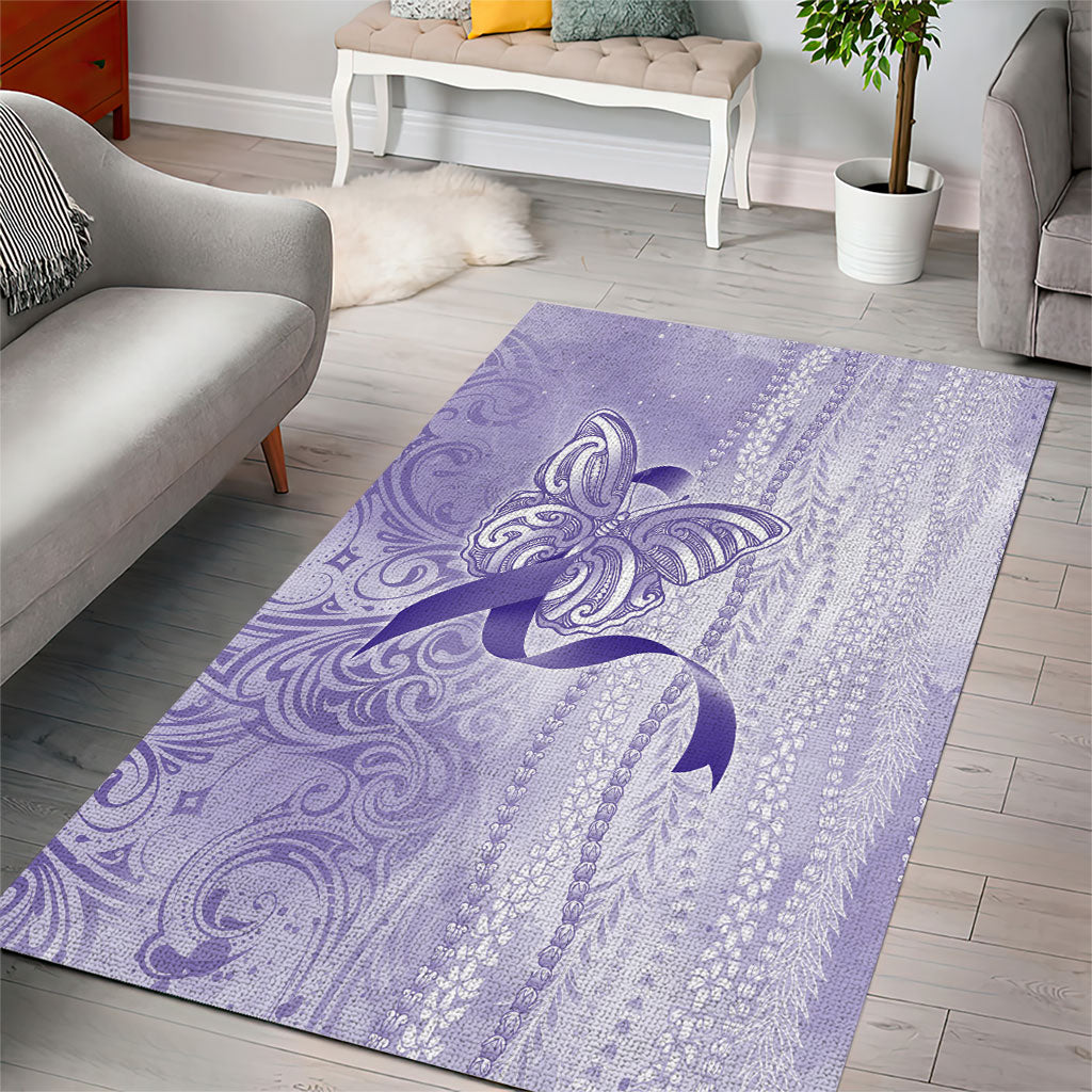 Hawaii Epilepsy Support Purple Ribbon Strength Area Rug Maile Pikake Lokelani Crown Flower Lei Inspired