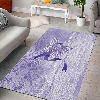 Hawaii Epilepsy Support Purple Ribbon Strength Area Rug Maile Pikake Lokelani Crown Flower Lei Inspired