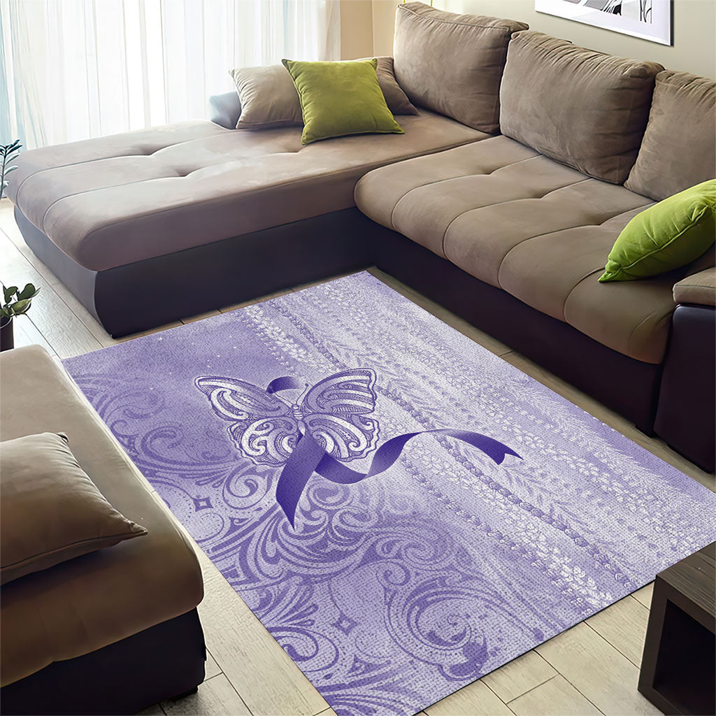 Hawaii Epilepsy Support Purple Ribbon Strength Area Rug Maile Pikake Lokelani Crown Flower Lei Inspired
