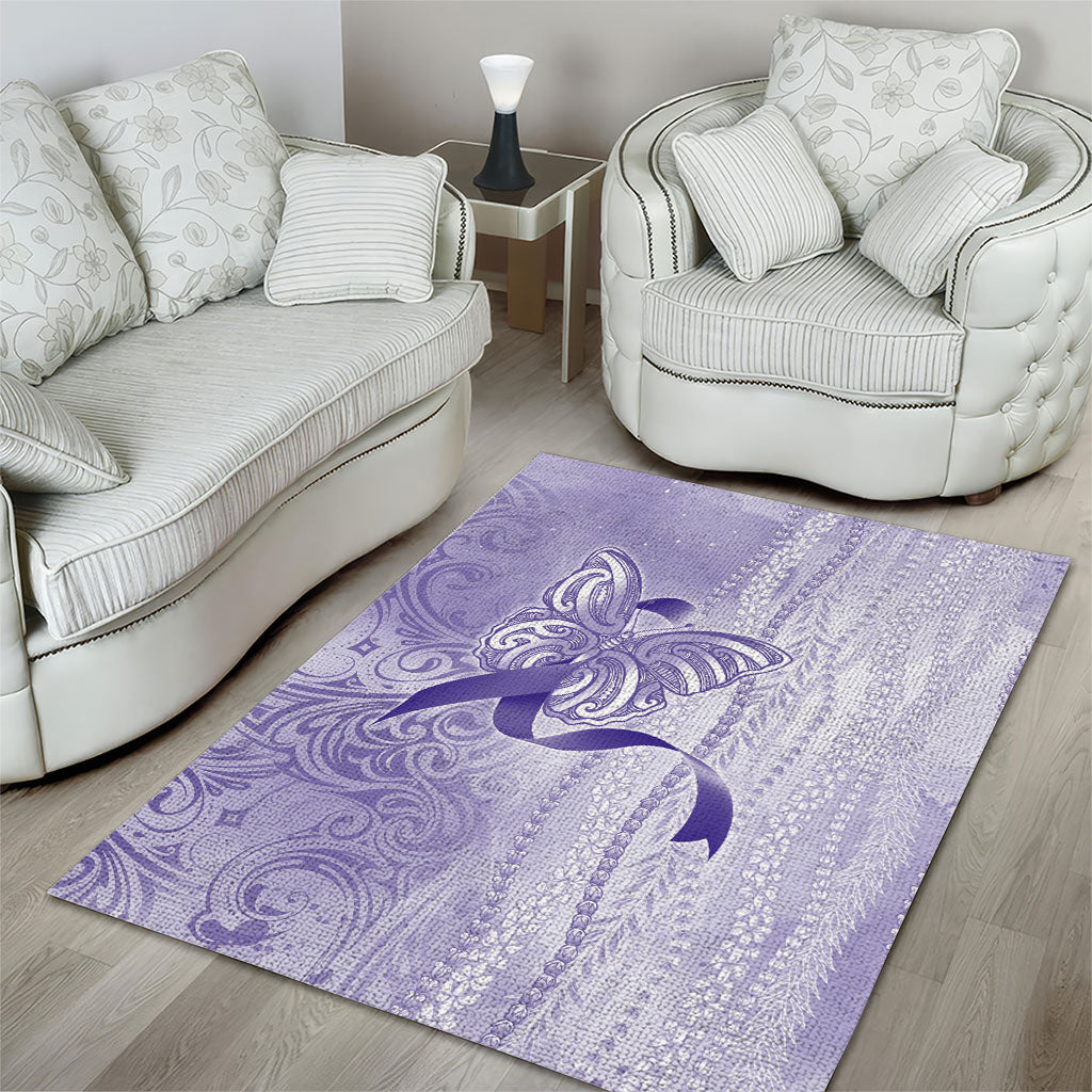 Hawaii Epilepsy Support Purple Ribbon Strength Area Rug Maile Pikake Lokelani Crown Flower Lei Inspired