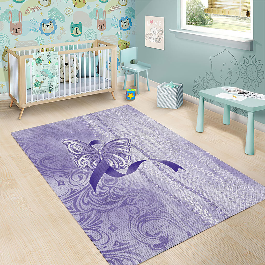 Hawaii Epilepsy Support Purple Ribbon Strength Area Rug Maile Pikake Lokelani Crown Flower Lei Inspired