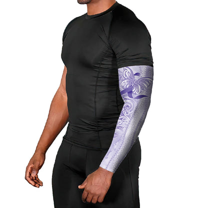 Hawaii Epilepsy Support Purple Ribbon Strength Arm Sleeves Maile Pikake Lokelani Crown Flower Lei Inspired