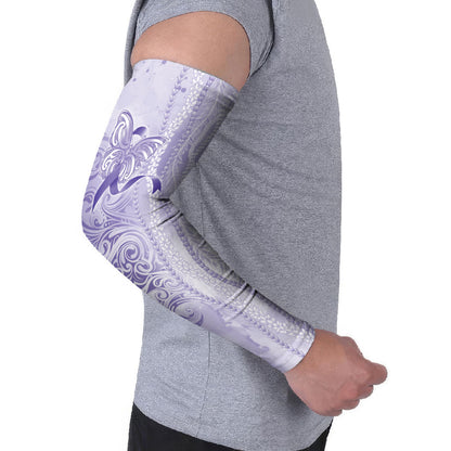 Hawaii Epilepsy Support Purple Ribbon Strength Arm Sleeves Maile Pikake Lokelani Crown Flower Lei Inspired