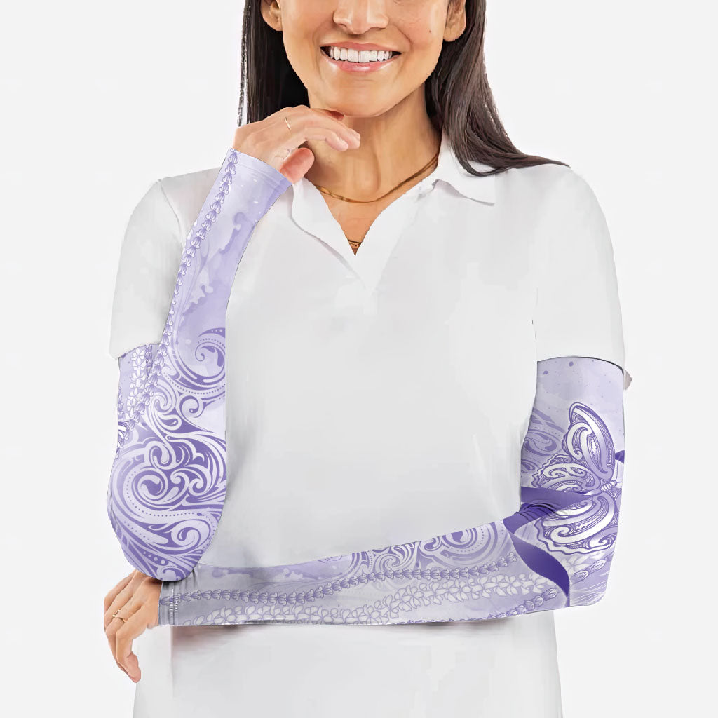 Hawaii Epilepsy Support Purple Ribbon Strength Arm Sleeves Maile Pikake Lokelani Crown Flower Lei Inspired