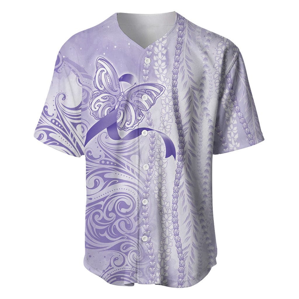 Hawaii Epilepsy Support Purple Ribbon Strength Baseball Jersey Maile Pikake Lokelani Crown Flower Lei Inspired