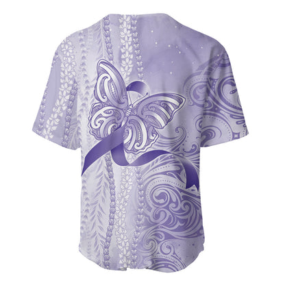 Hawaii Epilepsy Support Purple Ribbon Strength Baseball Jersey Maile Pikake Lokelani Crown Flower Lei Inspired