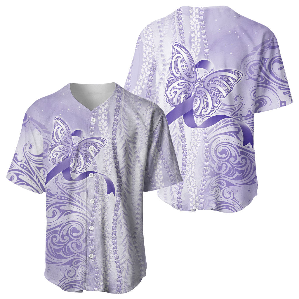 Hawaii Epilepsy Support Purple Ribbon Strength Baseball Jersey Maile Pikake Lokelani Crown Flower Lei Inspired