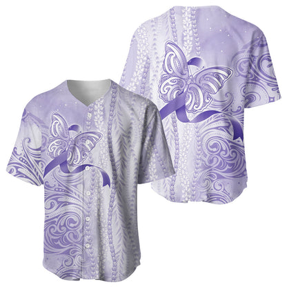 Hawaii Epilepsy Support Purple Ribbon Strength Baseball Jersey Maile Pikake Lokelani Crown Flower Lei Inspired