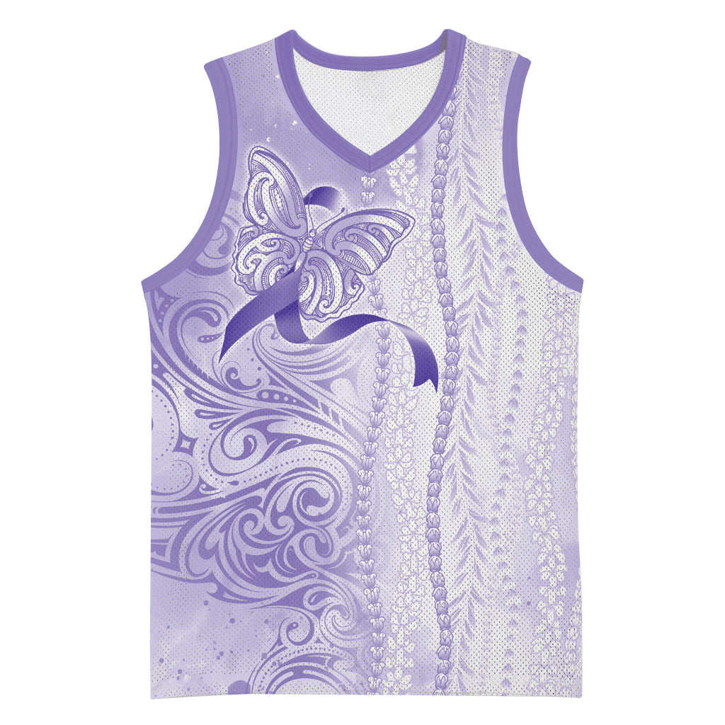 Hawaii Epilepsy Support Purple Ribbon Strength Basketball Jersey Maile Pikake Lokelani Crown Flower Lei Inspired