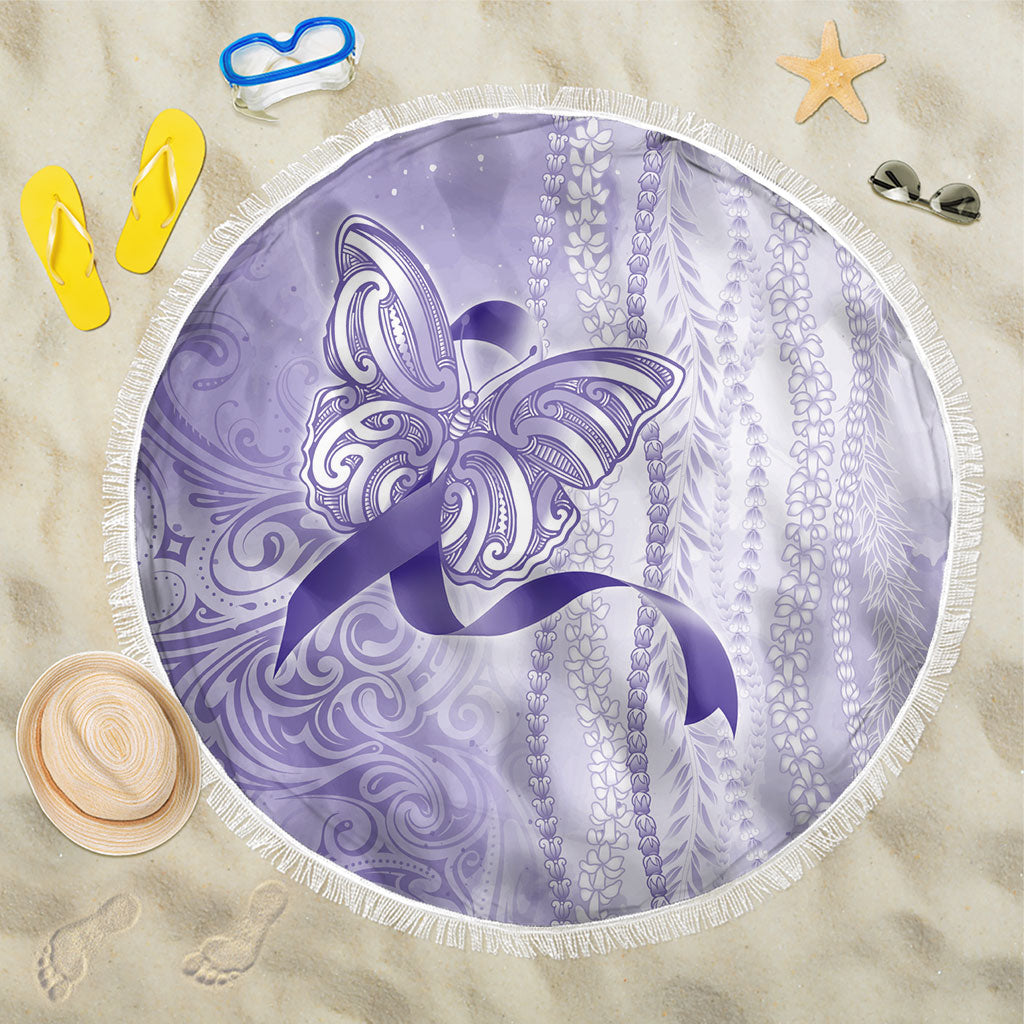 Hawaii Epilepsy Support Purple Ribbon Strength Beach Blanket Maile Pikake Lokelani Crown Flower Lei Inspired