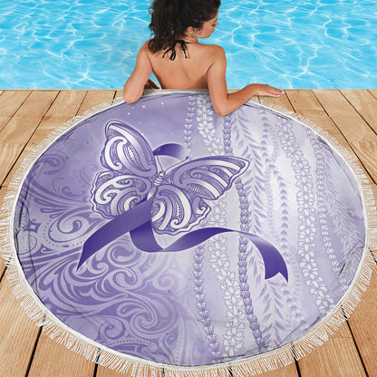 Hawaii Epilepsy Support Purple Ribbon Strength Beach Blanket Maile Pikake Lokelani Crown Flower Lei Inspired