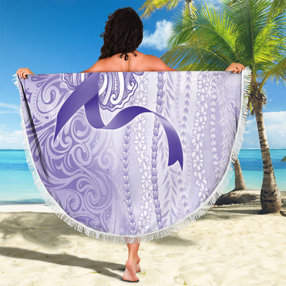 Hawaii Epilepsy Support Purple Ribbon Strength Beach Blanket Maile Pikake Lokelani Crown Flower Lei Inspired