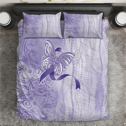 Hawaii Epilepsy Support Purple Ribbon Strength Bedding Set Maile Pikake Lokelani Crown Flower Lei Inspired
