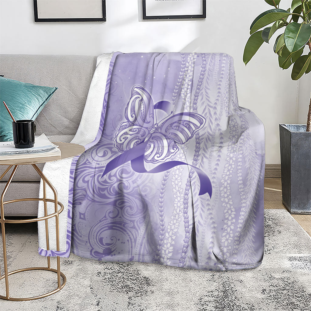 Hawaii Epilepsy Support Purple Ribbon Strength Blanket Maile Pikake Lokelani Crown Flower Lei Inspired