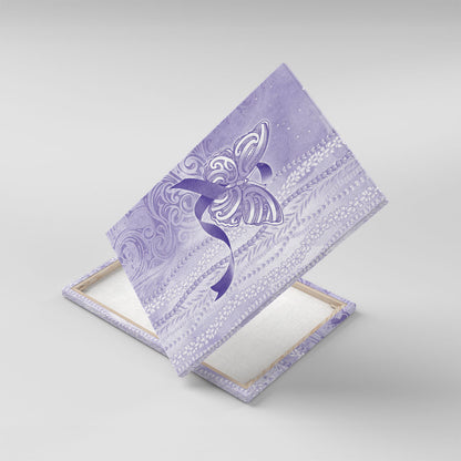 Hawaii Epilepsy Support Purple Ribbon Strength Canvas Wall Art Maile Pikake Lokelani Crown Flower Lei Inspired