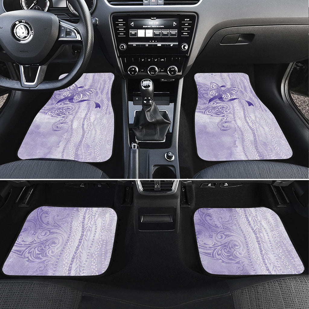 Hawaii Epilepsy Support Purple Ribbon Strength Car Mats Maile Pikake Lokelani Crown Flower Lei Inspired
