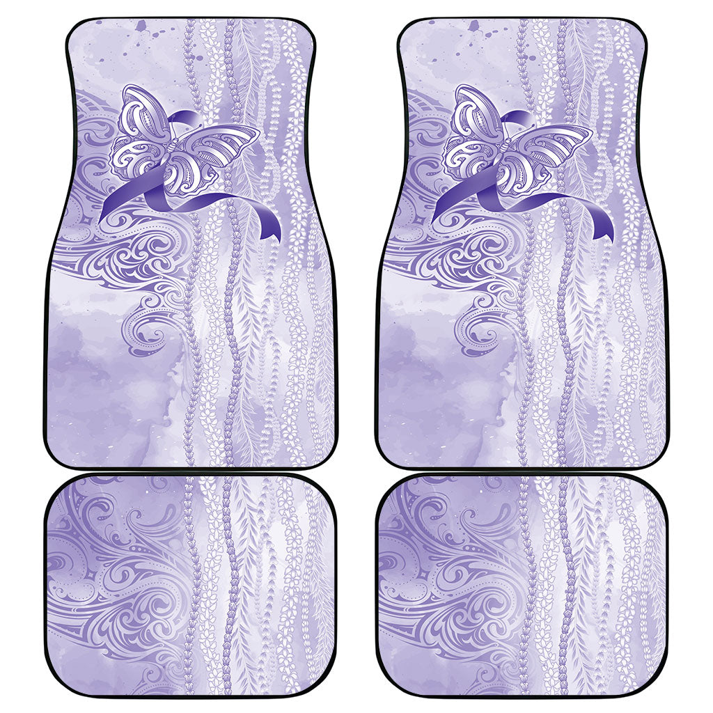 Hawaii Epilepsy Support Purple Ribbon Strength Car Mats Maile Pikake Lokelani Crown Flower Lei Inspired