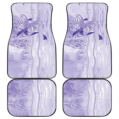 Hawaii Epilepsy Support Purple Ribbon Strength Car Mats Maile Pikake Lokelani Crown Flower Lei Inspired