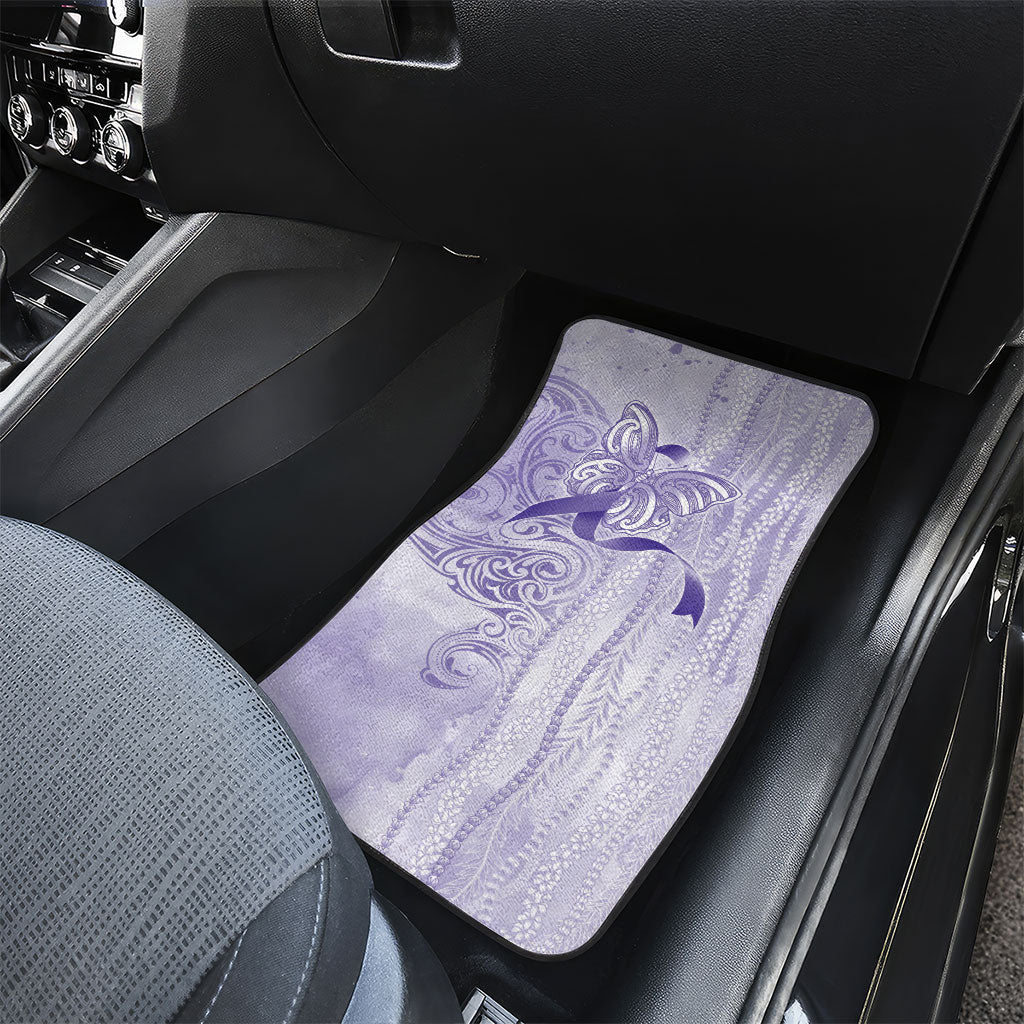 Hawaii Epilepsy Support Purple Ribbon Strength Car Mats Maile Pikake Lokelani Crown Flower Lei Inspired