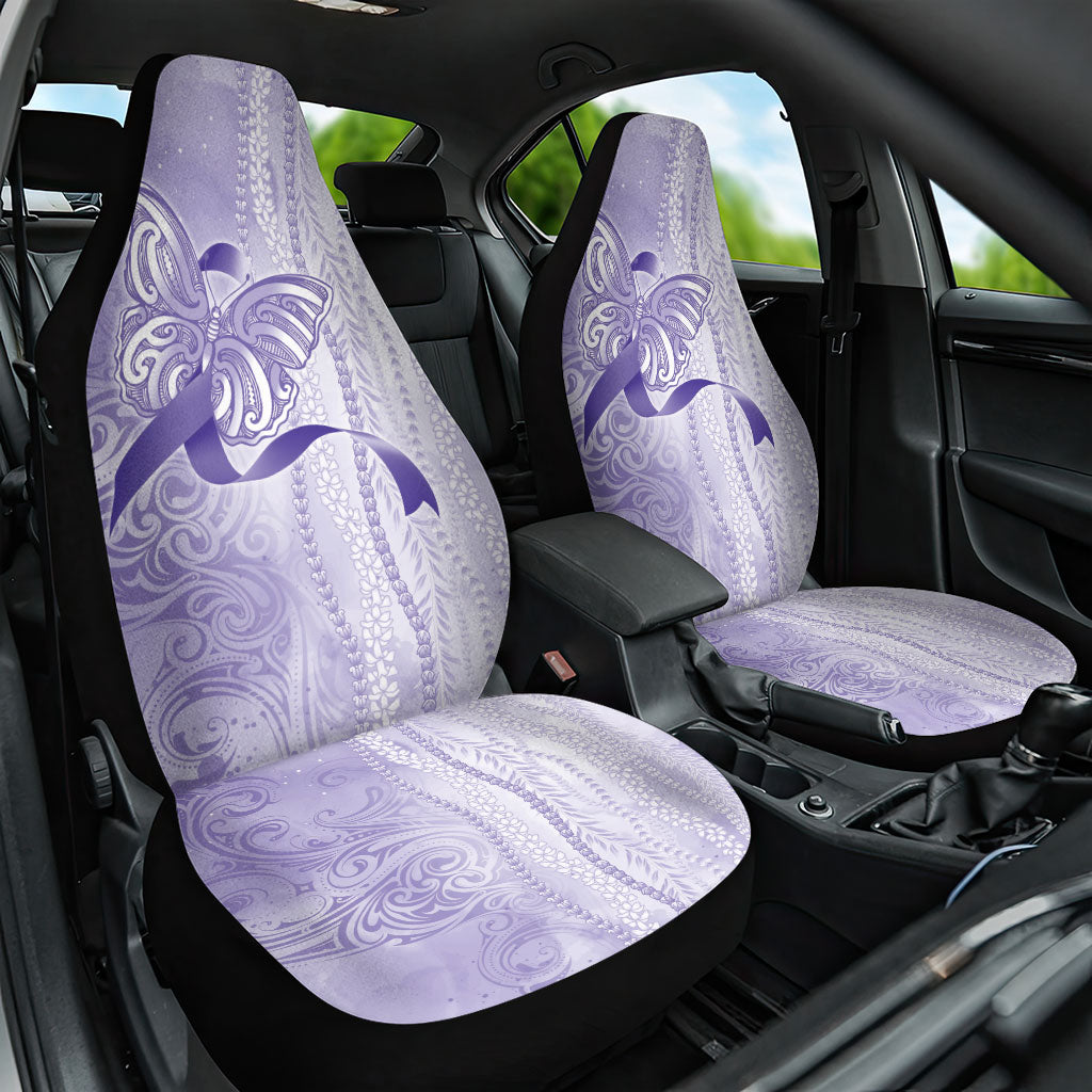 Hawaii Epilepsy Support Purple Ribbon Strength Car Seat Cover Maile Pikake Lokelani Crown Flower Lei Inspired