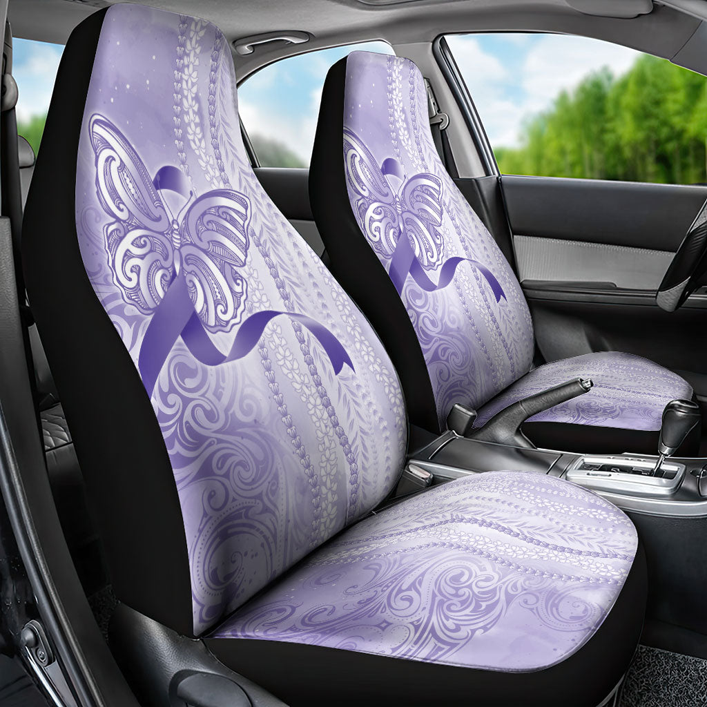 Hawaii Epilepsy Support Purple Ribbon Strength Car Seat Cover Maile Pikake Lokelani Crown Flower Lei Inspired