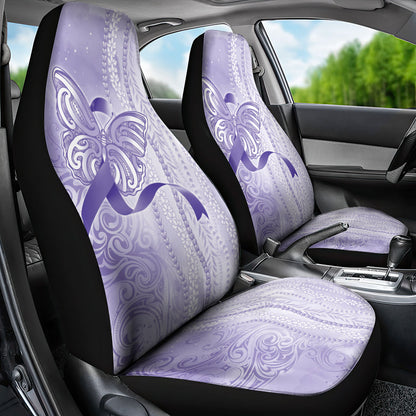 Hawaii Epilepsy Support Purple Ribbon Strength Car Seat Cover Maile Pikake Lokelani Crown Flower Lei Inspired