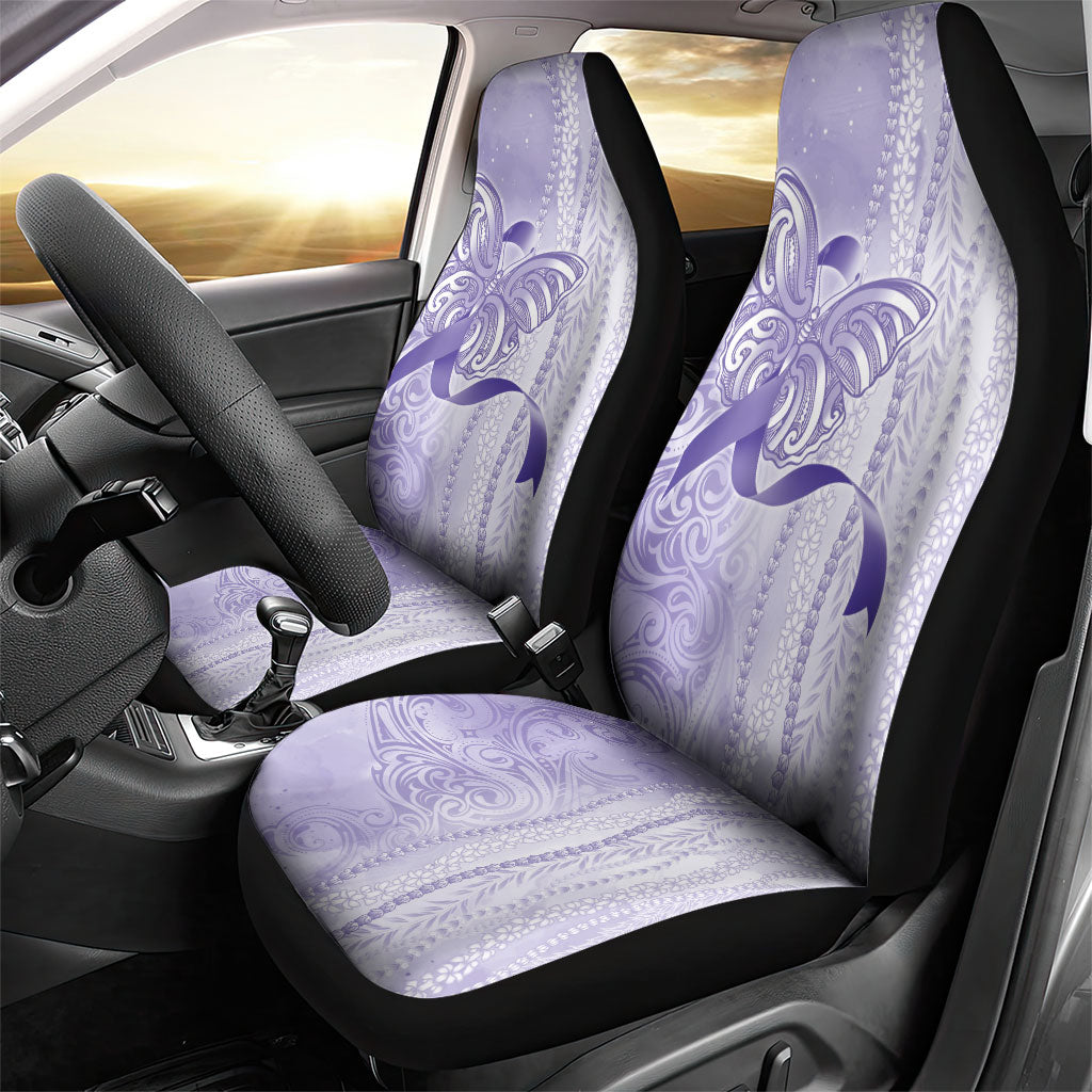 Hawaii Epilepsy Support Purple Ribbon Strength Car Seat Cover Maile Pikake Lokelani Crown Flower Lei Inspired
