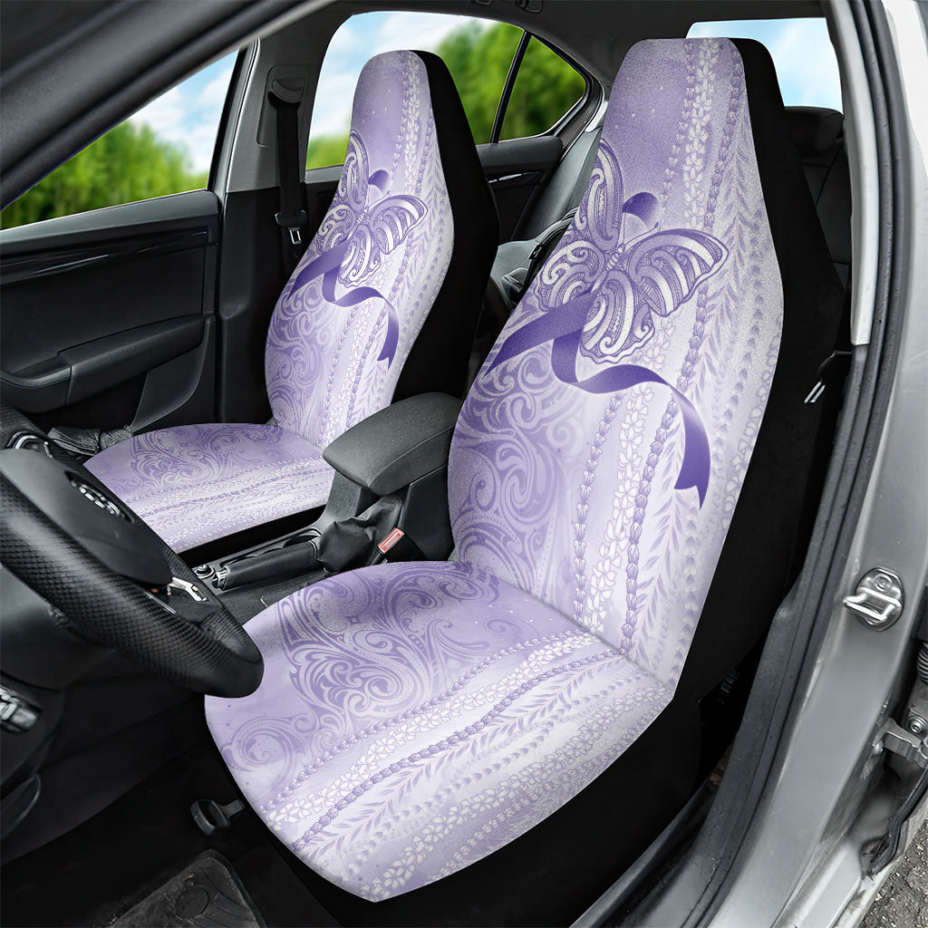 Hawaii Epilepsy Support Purple Ribbon Strength Car Seat Cover Maile Pikake Lokelani Crown Flower Lei Inspired