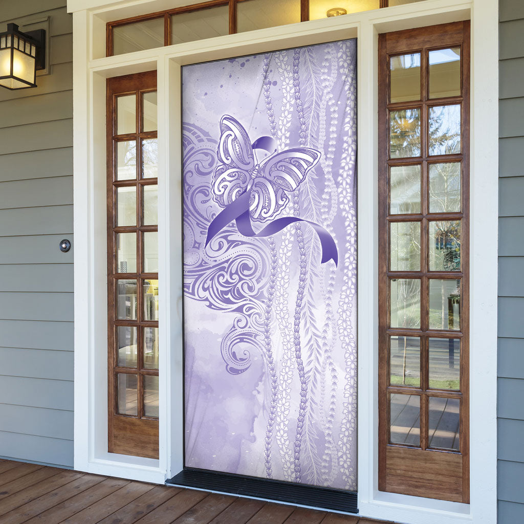 Hawaii Epilepsy Support Purple Ribbon Strength Door Cover Maile Pikake Lokelani Crown Flower Lei Inspired