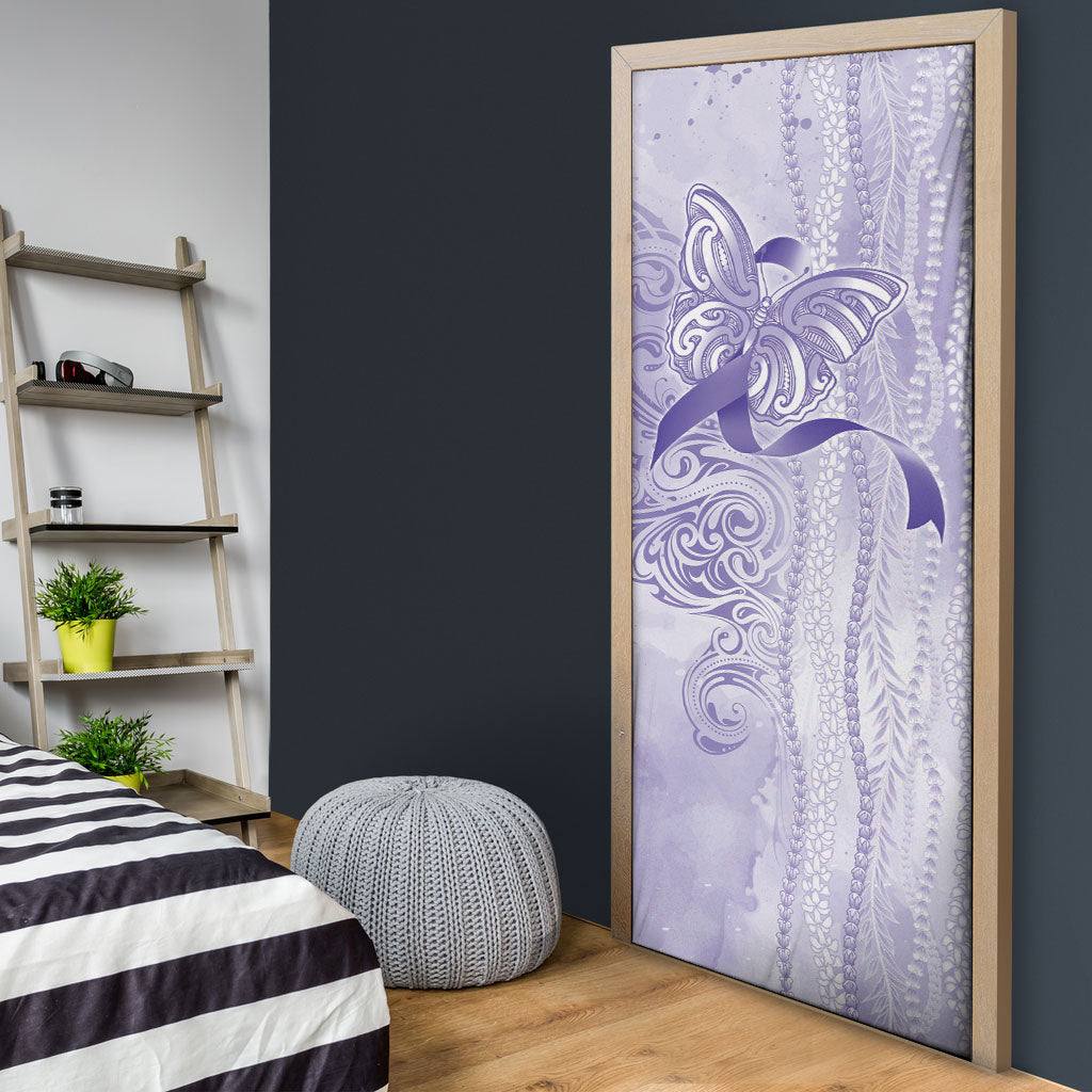 Hawaii Epilepsy Support Purple Ribbon Strength Door Cover Maile Pikake Lokelani Crown Flower Lei Inspired