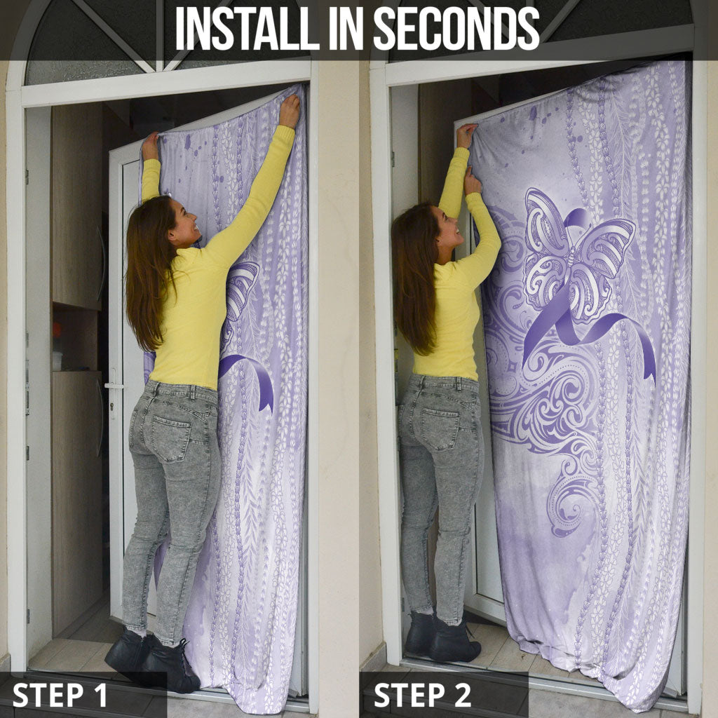 Hawaii Epilepsy Support Purple Ribbon Strength Door Cover Maile Pikake Lokelani Crown Flower Lei Inspired