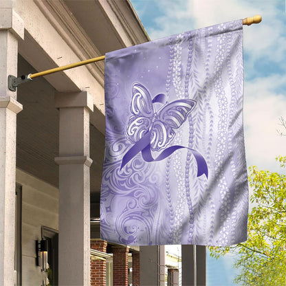 Hawaii Epilepsy Support Purple Ribbon Strength Garden Flag Maile Pikake Lokelani Crown Flower Lei Inspired