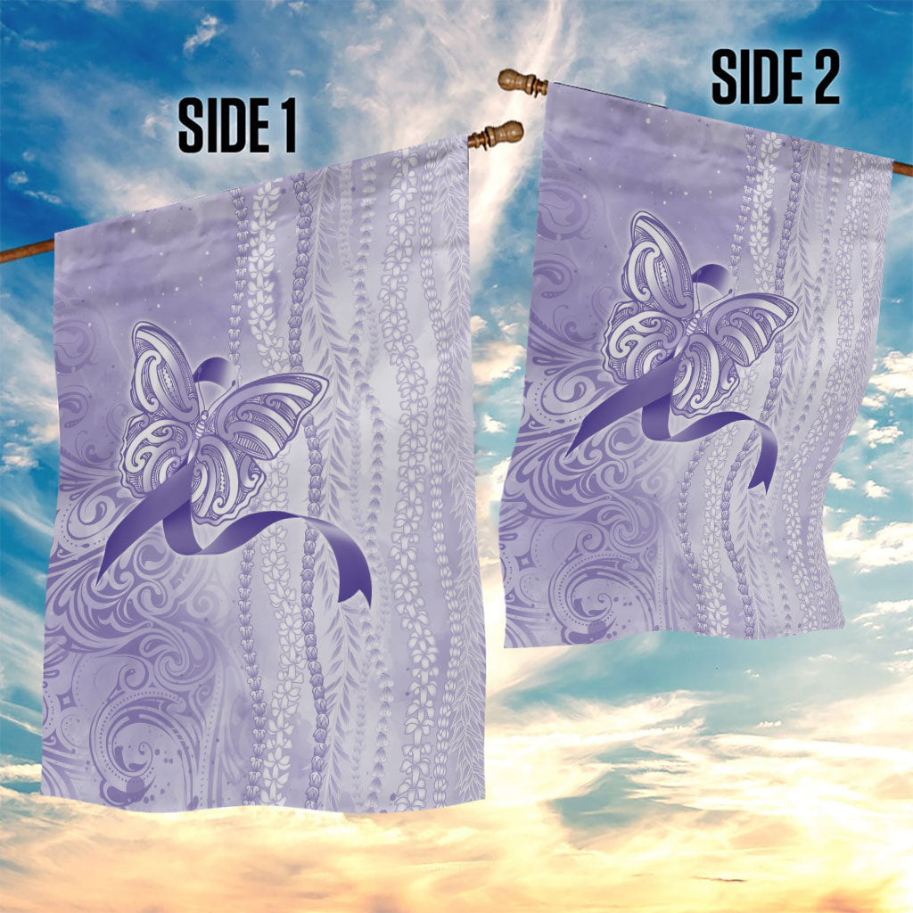 Hawaii Epilepsy Support Purple Ribbon Strength Garden Flag Maile Pikake Lokelani Crown Flower Lei Inspired