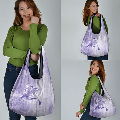 Hawaii Epilepsy Support Purple Ribbon Strength Grocery Bag Maile Pikake Lokelani Crown Flower Lei Inspired