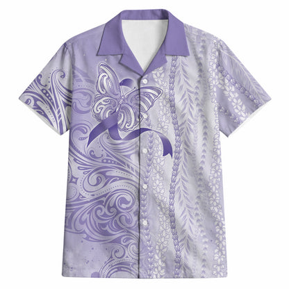 Hawaii Epilepsy Support Purple Ribbon Strength Hawaiian Shirt Maile Pikake Lokelani Crown Flower Lei Inspired