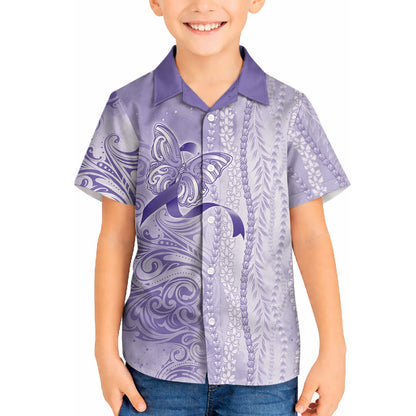 Hawaii Epilepsy Support Purple Ribbon Strength Hawaiian Shirt Maile Pikake Lokelani Crown Flower Lei Inspired