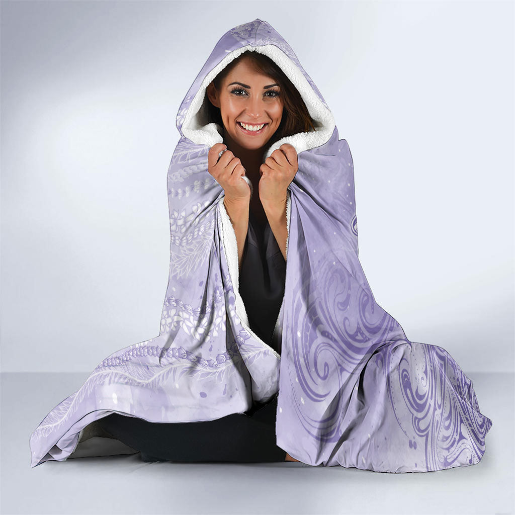 Hawaii Epilepsy Support Purple Ribbon Strength Hooded Blanket Maile Pikake Lokelani Crown Flower Lei Inspired