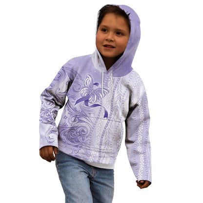 Hawaii Epilepsy Support Purple Ribbon Strength Kid Hoodie Maile Pikake Lokelani Crown Flower Lei Inspired