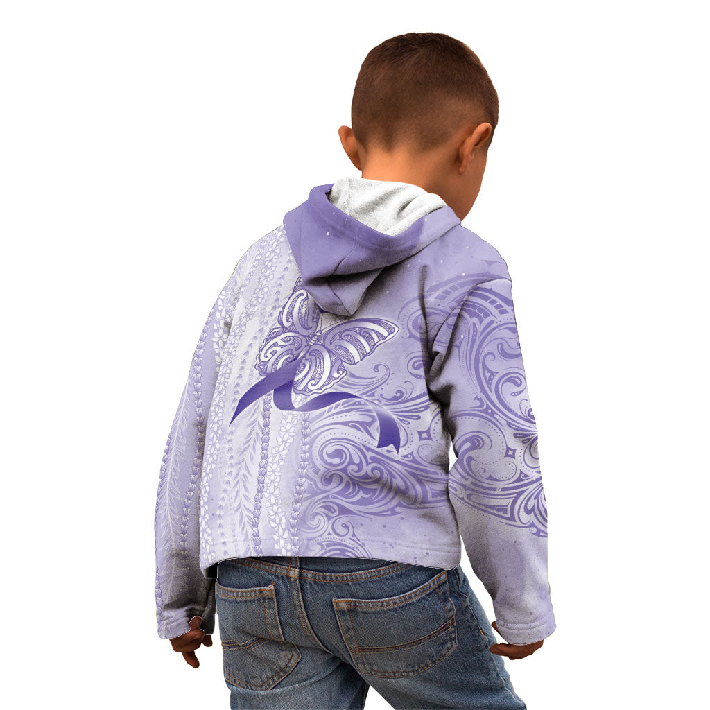 Hawaii Epilepsy Support Purple Ribbon Strength Kid Hoodie Maile Pikake Lokelani Crown Flower Lei Inspired