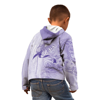 Hawaii Epilepsy Support Purple Ribbon Strength Kid Hoodie Maile Pikake Lokelani Crown Flower Lei Inspired