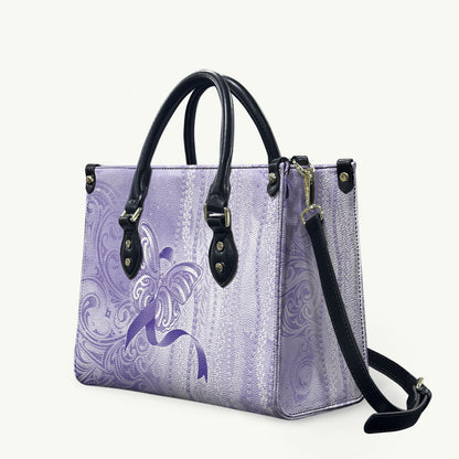 Hawaii Epilepsy Support Purple Ribbon Strength Leather Bag Maile Pikake Lokelani Crown Flower Lei Inspired