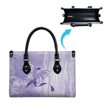 Hawaii Epilepsy Support Purple Ribbon Strength Leather Bag Maile Pikake Lokelani Crown Flower Lei Inspired