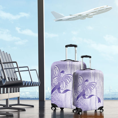 Hawaii Epilepsy Support Purple Ribbon Strength Luggage Cover Maile Pikake Lokelani Crown Flower Lei Inspired