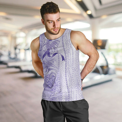 Hawaii Epilepsy Support Purple Ribbon Strength Men Tank Top Maile Pikake Lokelani Crown Flower Lei Inspired