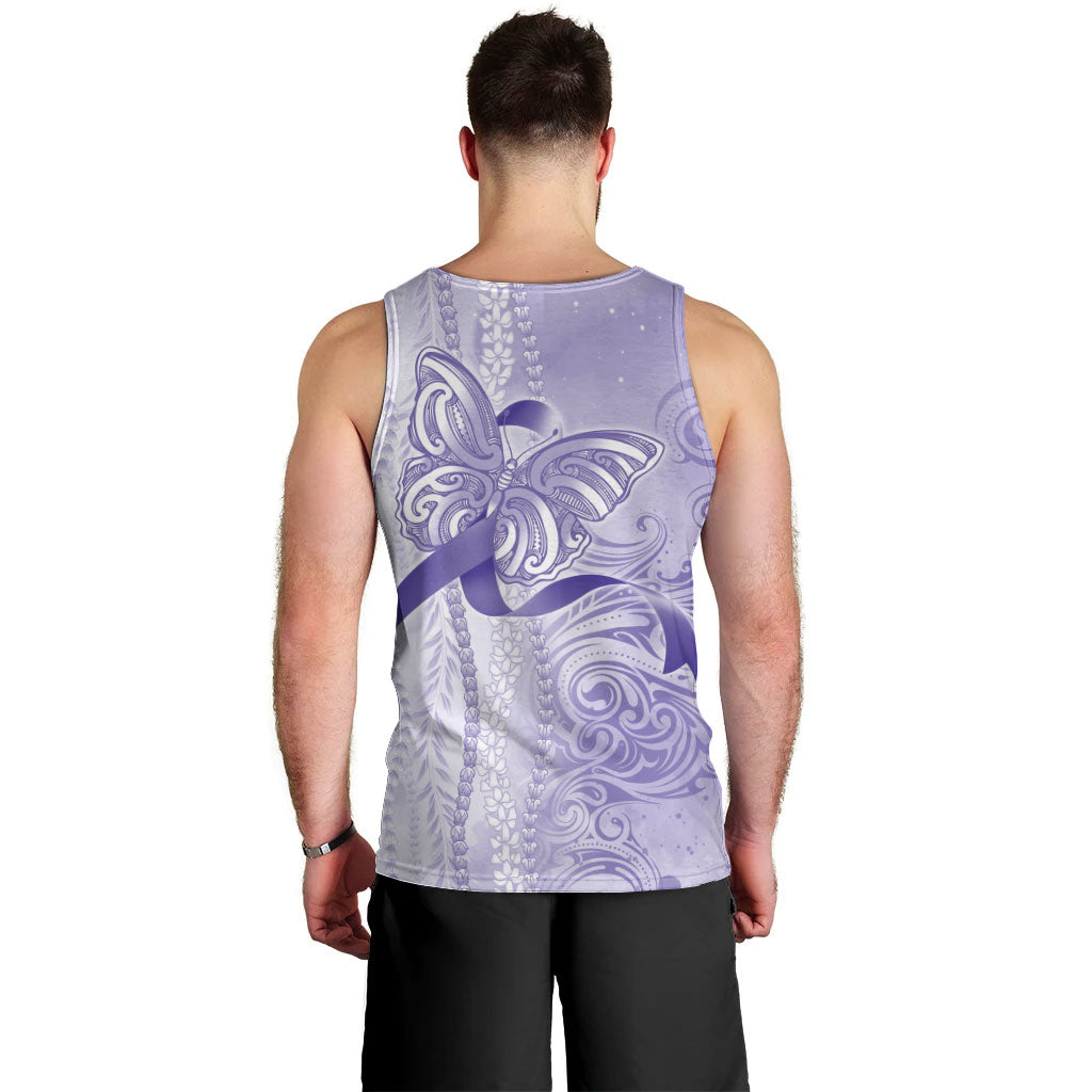 Hawaii Epilepsy Support Purple Ribbon Strength Men Tank Top Maile Pikake Lokelani Crown Flower Lei Inspired