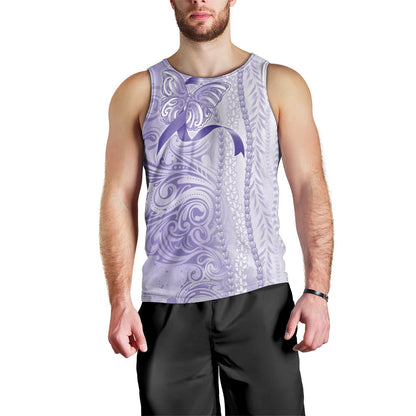Hawaii Epilepsy Support Purple Ribbon Strength Men Tank Top Maile Pikake Lokelani Crown Flower Lei Inspired