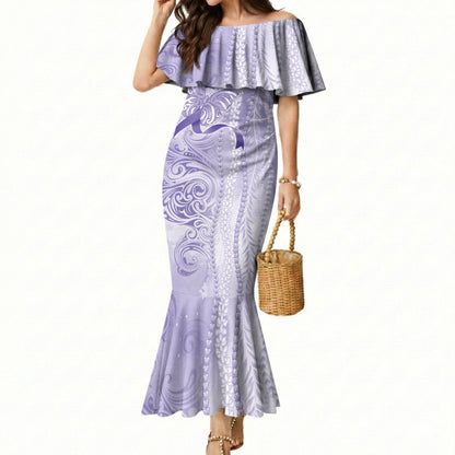 Hawaii Epilepsy Support Purple Ribbon Strength Mermaid Dress Maile Pikake Lokelani Crown Flower Lei Inspired