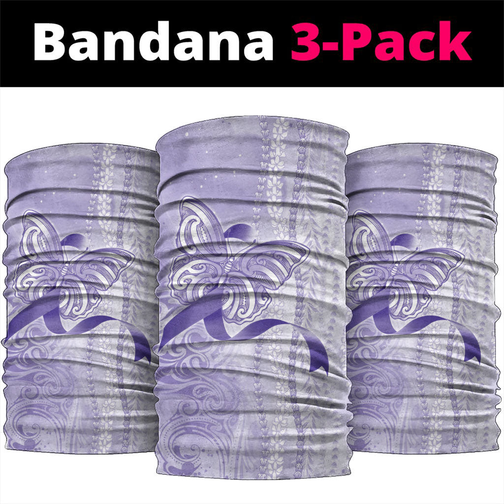 Hawaii Epilepsy Support Purple Ribbon Strength Neck Gaiter Maile Pikake Lokelani Crown Flower Lei Inspired