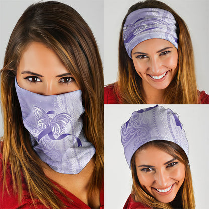Hawaii Epilepsy Support Purple Ribbon Strength Neck Gaiter Maile Pikake Lokelani Crown Flower Lei Inspired